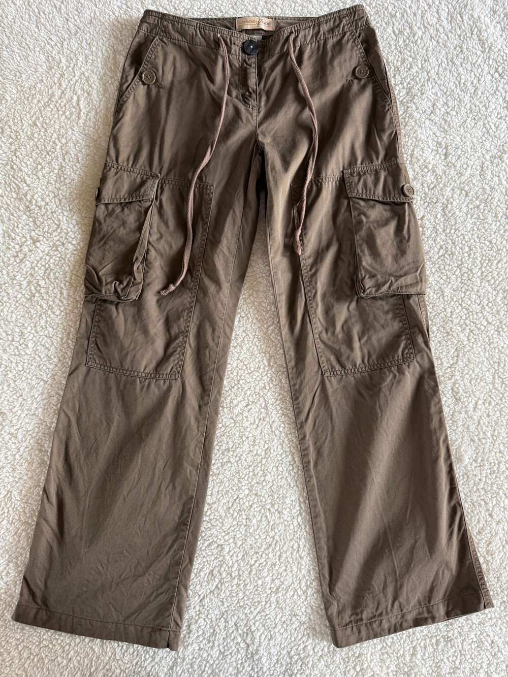 LONDON JEAN Chino Olive Brown Cargo Drawstring Pants